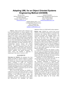 Adapting UML for Object-Oriented Systems Engineering Method (OOSEM)