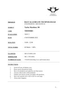 Turbo Machines 3B Mechanical Engineering Exam