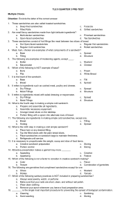 TLE 9 Quarter 3 Pre-Test: Sandwich Preparation & Food Safety