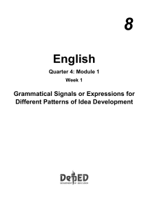English Grade 8 Module: Grammatical Signals & Idea Development