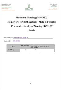 Maternity Nursing Homework: Hypertonic Contractions & PROM
