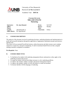 MBA 6303 Marketing Course Outline