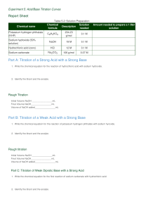 Experiment 5: Acid/Base Titration Curves Report Sheet