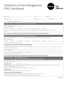 Transitions of Care Management (TRC) Worksheet | Health Net