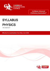 CAPE Physics Syllabus 2019 | Caribbean Advanced Proficiency Examination