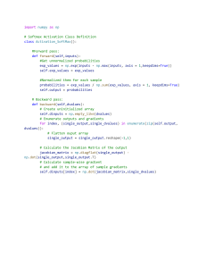 Softmax Activation Python Code
