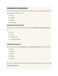 Fundamental Communication: Forms, Functions, Process & Effectiveness