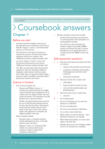 Cambridge AS & A Level Biology Coursebook Answers - Chapter 1