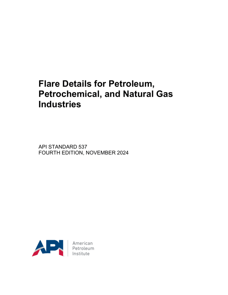 API Standard 537: Flare Details for Petroleum & Natural Gas Industries