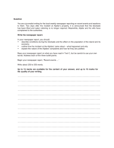 Newspaper Report Writing Task: Aljafar Incident & Blockade