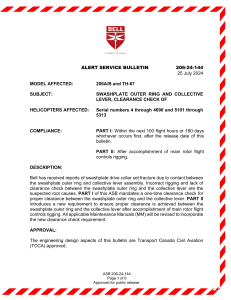 Bell Helicopter ASB 206-24-144: Swashplate Clearance Check