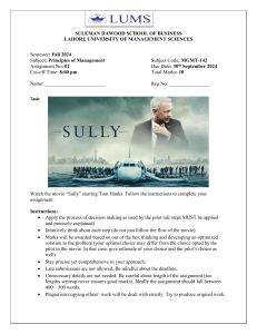 MGMT-142: Sully Movie Decision Analysis Assignment