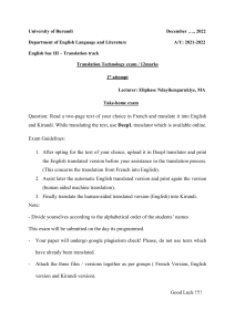 University of Burundi Translation Technology Take-Home Exam 2022