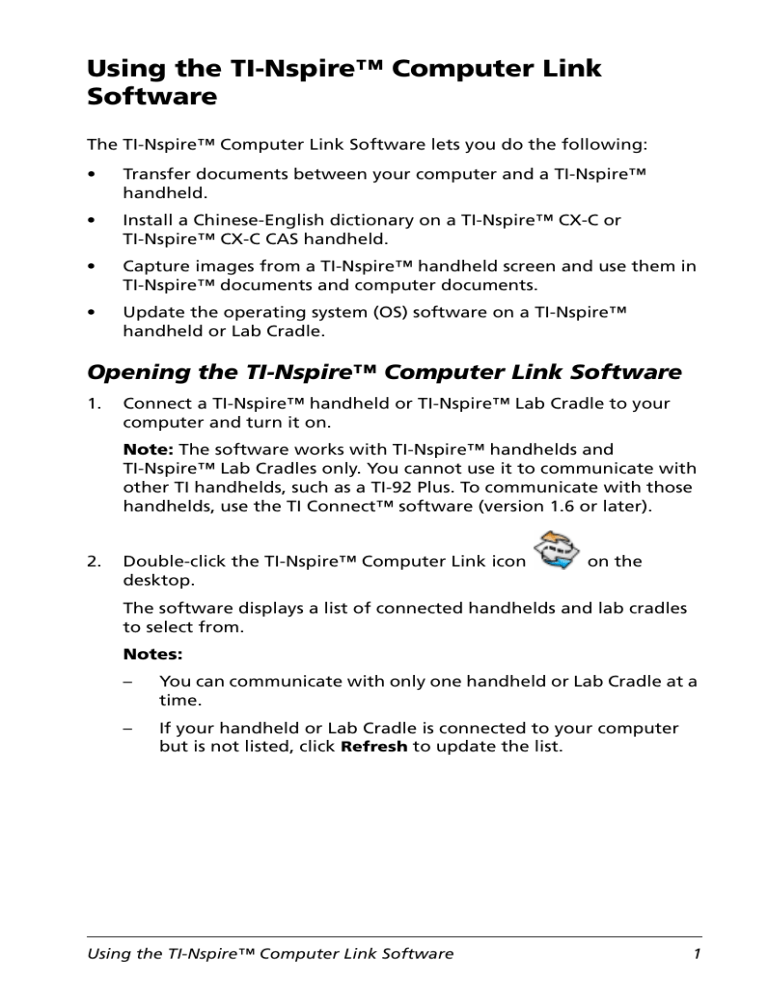 TI-Nspire Computer Link Software Guide