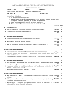 C Programming Exam B.Tech 2023