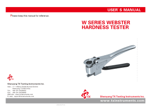 W Series Webster Hardness Tester Manual