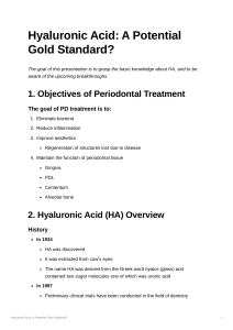 Hyaluronic Acid in Periodontics