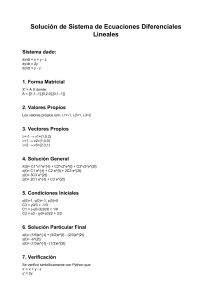 Soluci&oacute;n de Sistema de Ecuaciones Diferenciales Lineales