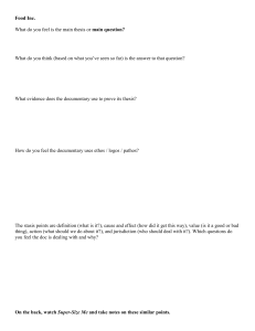 Food Inc. Documentary Analysis Worksheet | Rhetoric & Stasis Points