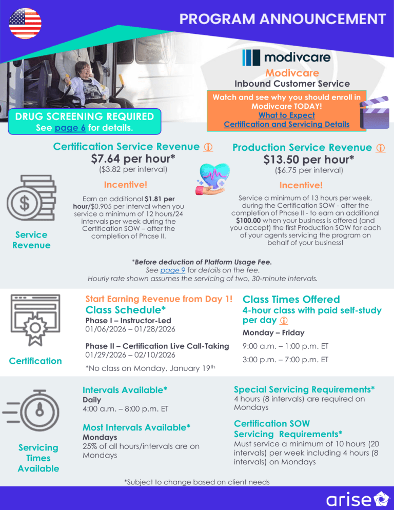 Customer Support Program Modivcare Inbound Customer Service Program Announcement