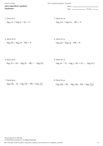 R&oacute;wnania logarytmiczne - Karta pracy