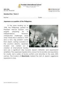 Japanese Occupation of the Philippines Handout