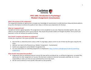 Carleton University PSYC 1001 Module 5: Consciousness Assignment