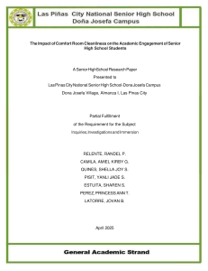 Impact of Comfort Room Cleanliness on Academic Engagement