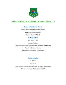 Debt vs Equity Financing in Emerging Markets: Corporate Finance Proposal