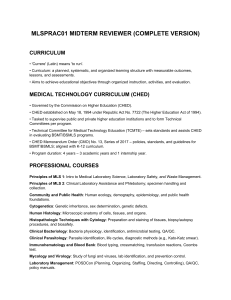 Medical Technology Midterm Reviewer: Curriculum & Courses