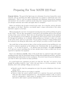 MATH 222 Final Exam Preparation Guide: Topics & Study Advice