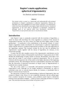 Napier's Spherical Trigonometry: Historical & Mathematical Introduction