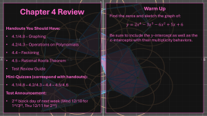 Chapter 4 Math Review: Polynomials, Graphing, Factoring
