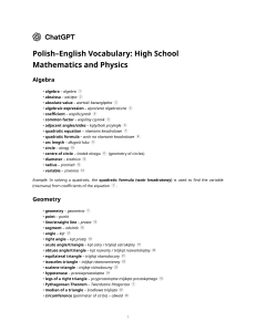 Słowniczek Matematyki i Fizyki PL-ENG