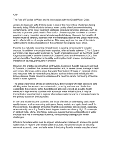 Fluoride in Water: Global Water Crisis Intersection