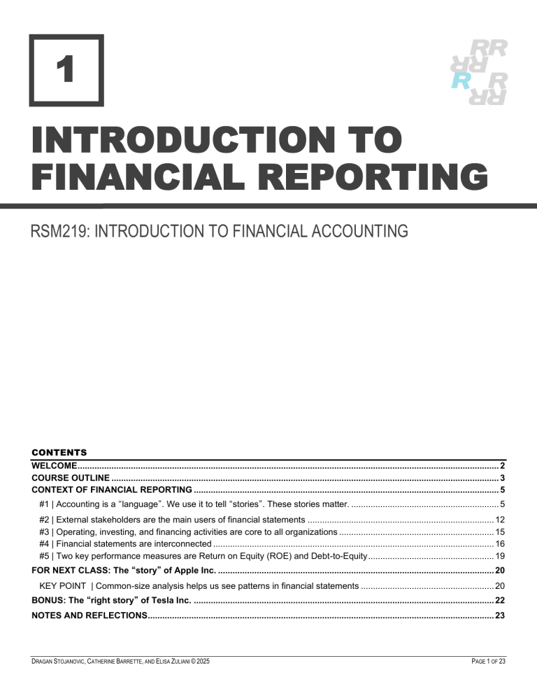 Introduction to Financial Reporting Workbook