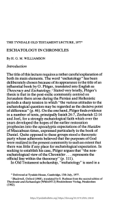 Eschatology in Chronicles by H.G.M. Williamson