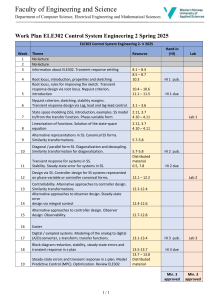 ELE302 Control System Engineering 2 Work Plan 2025