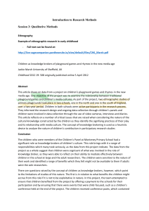 Ethnography in Early Childhood: Children as Knowledge Brokers