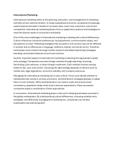 International Marketing: Concepts and Strategies