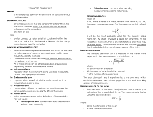General Physics 1: Notes on Errors & Vectors