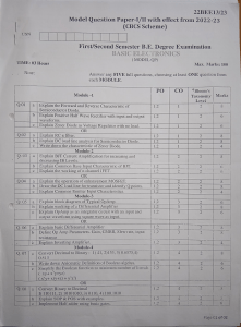 Basic Electronics Model Question Paper - B.E. Degree Exam 2022-23