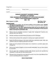Supply Chain Management Exam Paper, BA(BS)-602, Karachi University