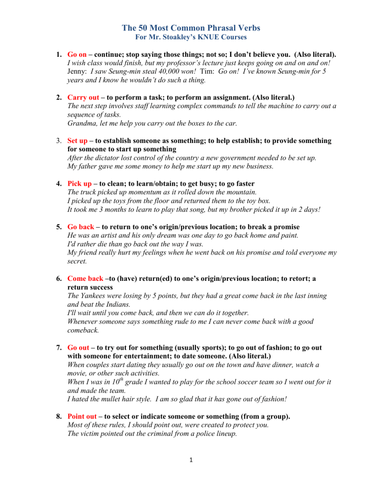 50 Most Common Phrasal Verbs - English Learning