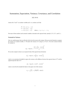 Summation, Expectation, Variance, Covariance, and Correlation