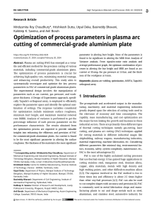 Optimization of Plasma Arc Cutting Parameters for Aluminium
