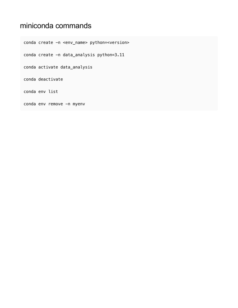 Miniconda Commands Cheat Sheet