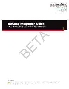 BACnet Integration Guide for ALC Controllers