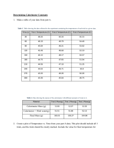 Calorimeter Constant and Enthalpy Lab Report