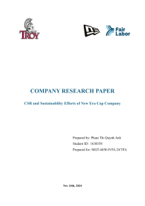 CSR and Sustainability Efforts of New Era Cap Company